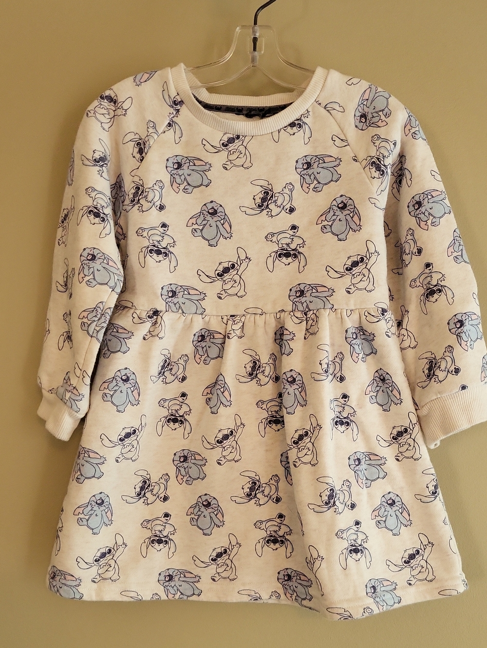 Disney cream Stitch print long sleeve dress